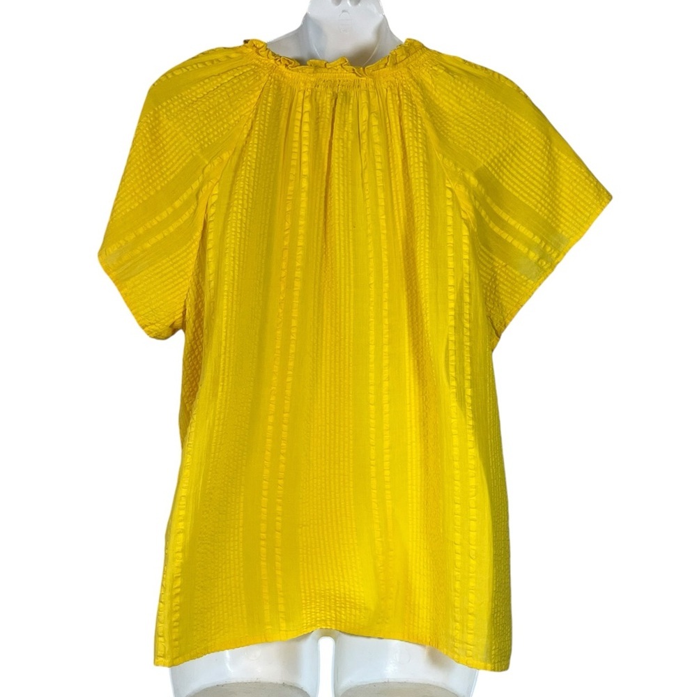 J. Crew Bright Yellow Ruffle V-Neck Blouse - Picture 2 of 11